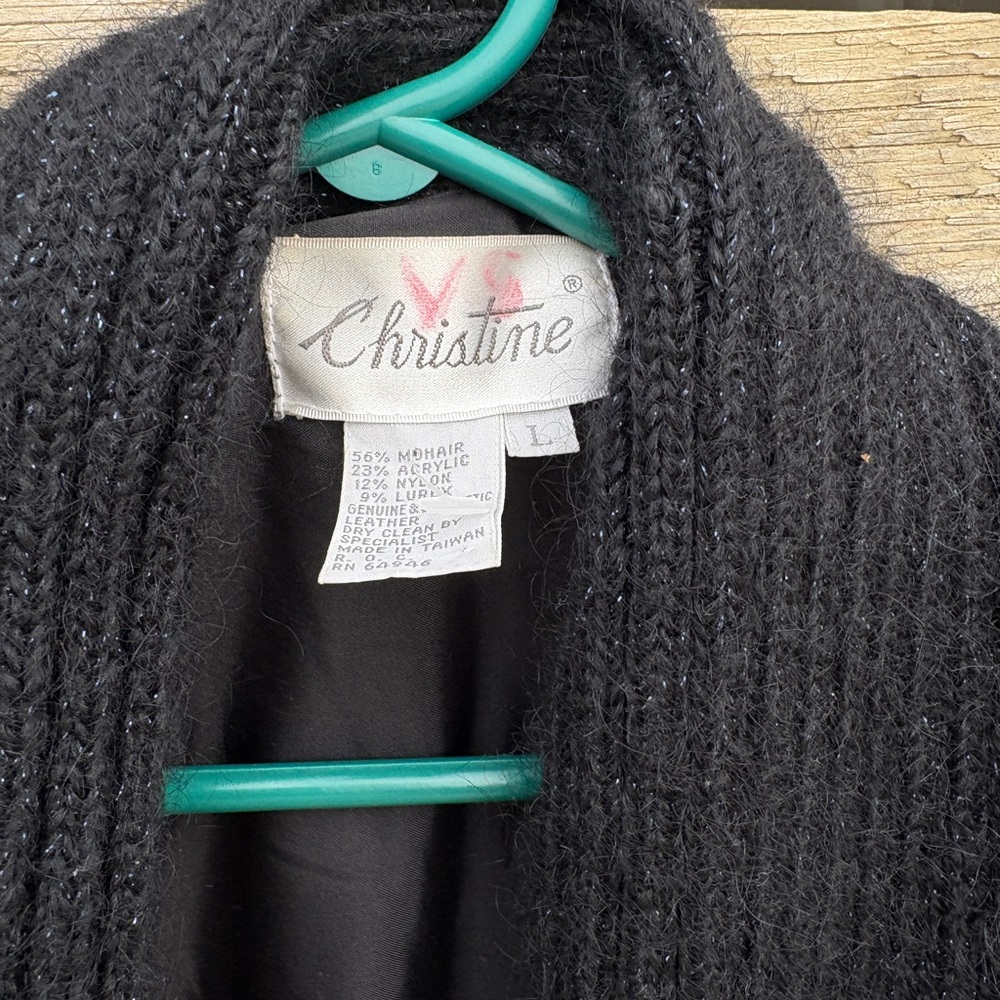 Christine Vintage Mohair Blend Lined Sweater Coat 80s Statement Glam Sz Lg - Picture 3 of 10